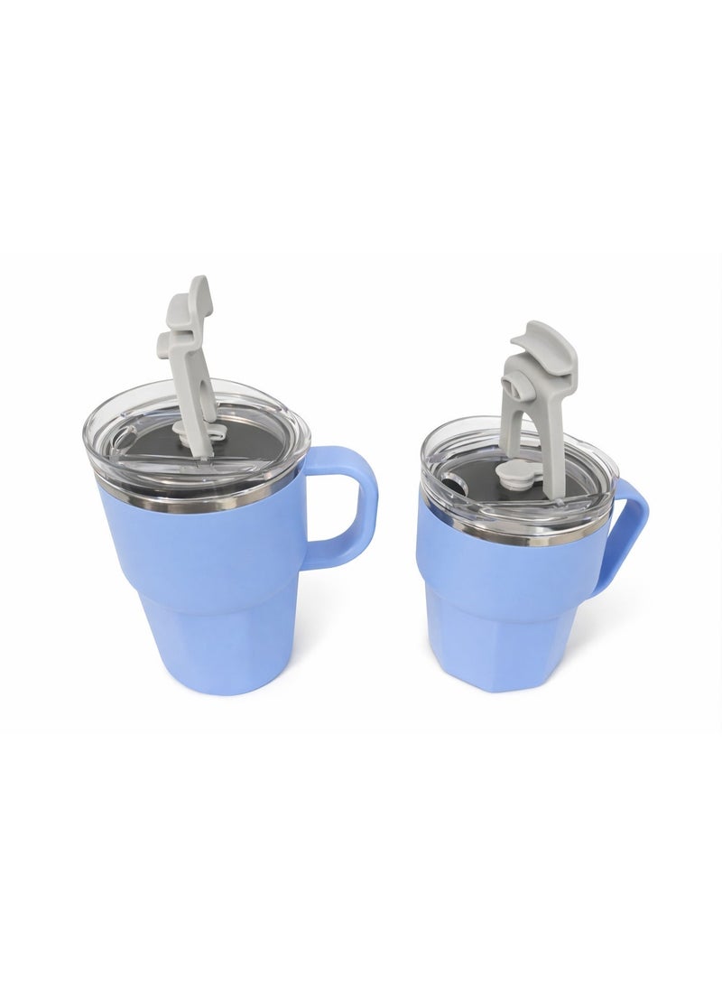 Set of 2 Rust-Resistant Insulated Stainless Steel Mugs (420ml + 560ml) with Airtight Lid & Handle – Keeps Drinks Hot & Cold - Image 4